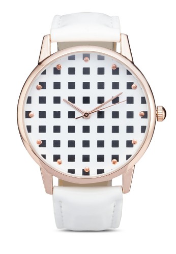 格紋圓形手錶、錶類、休閒型SomethingBorrowed格紋圓形手錶NT$299最新折價