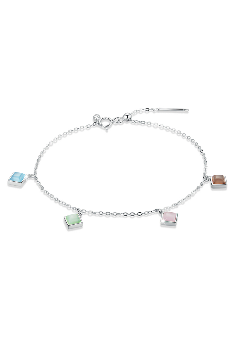 925 Signature 925 SIGNATURE Solid 925 Sterling Silver Whimsical Multicolour Charm Bracelet