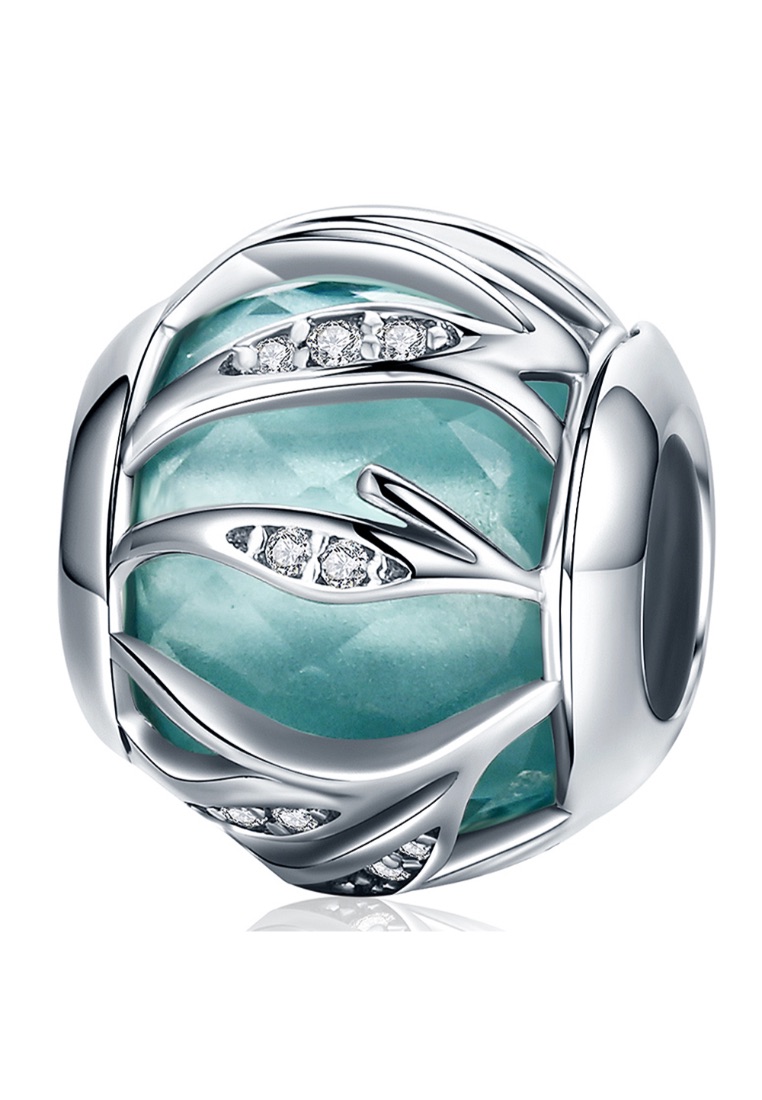 925 Signature 925 SIGNATURE Solid 925 Sterling Silver Magical Ball Teal CZ Charm