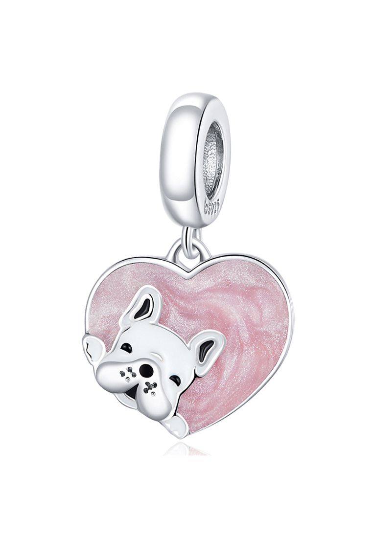 925 Signature 925 SIGNATURE Solid 925 Sterling Silver Puppy Heart Love Waiting For You Charm