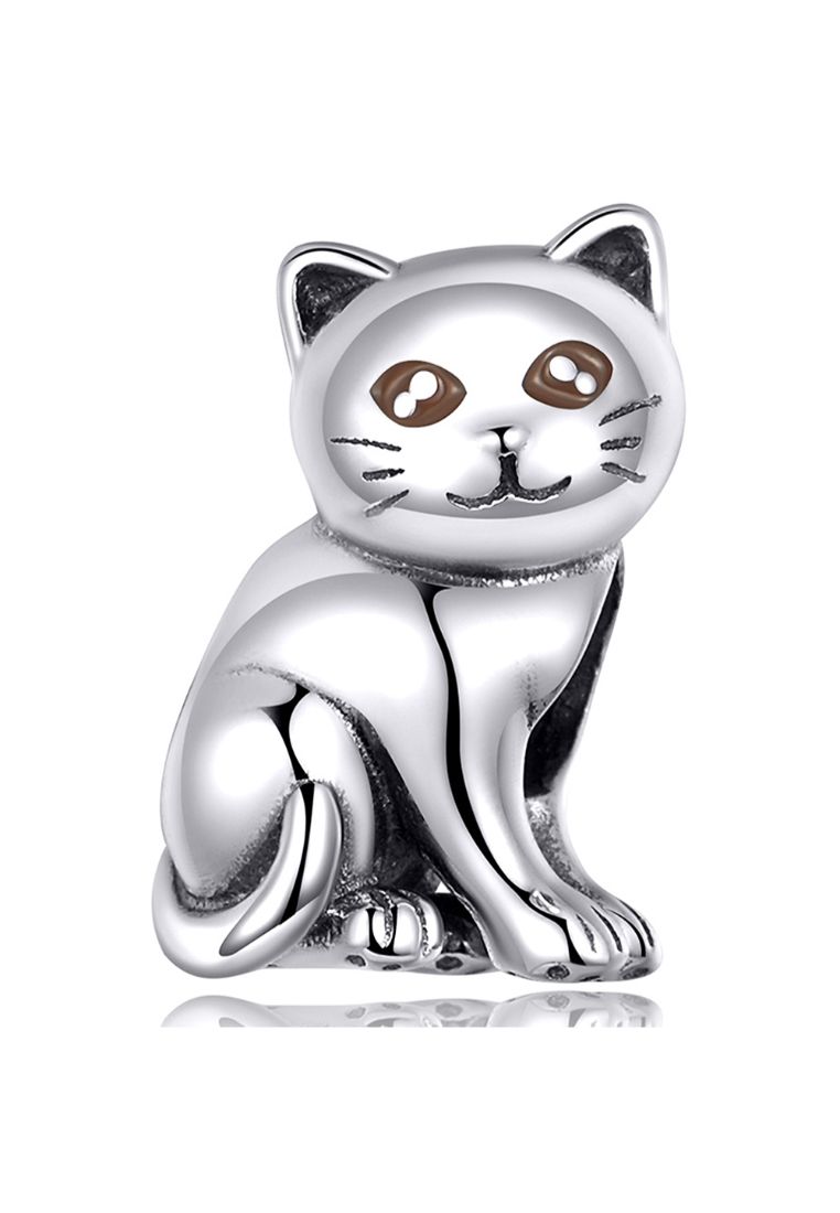 925 Signature 925 SIGNATURE Solid 925 Sterling Silver Kitty Cat Love Charm