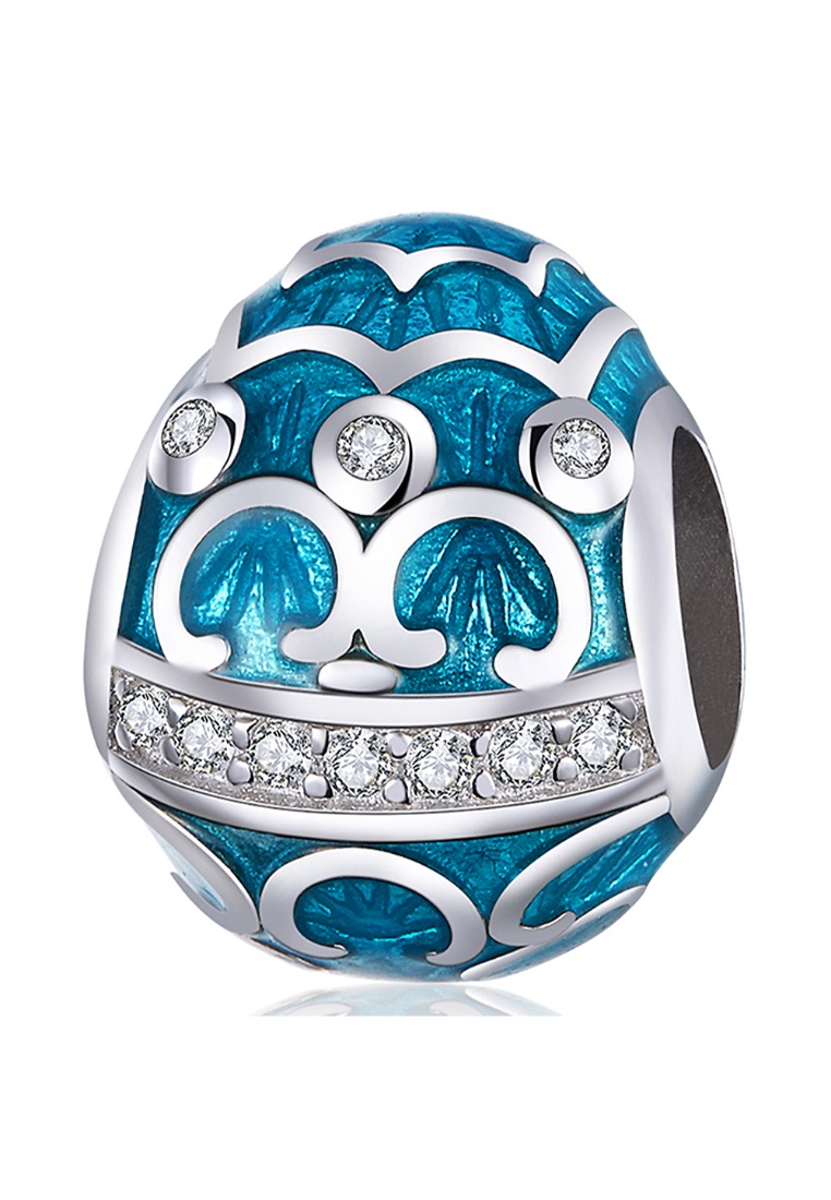 925 Signature 925 SIGNATURE Solid 925 Sterling Silver Azure Egg Pandora Inspired Charm