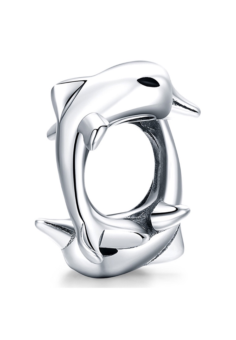 925 Signature 925 SIGNATURE Solid 925 Sterling Silver Dolphins Animal Pandora Inspired Charm