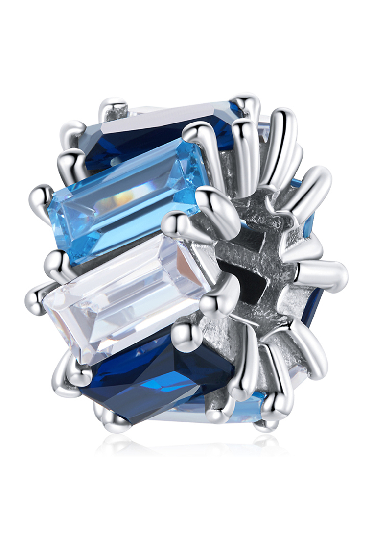 925 Signature 925 SIGNATURE Solid 925 Sterling Silver Gradient Blue Baguette Crystals Charm