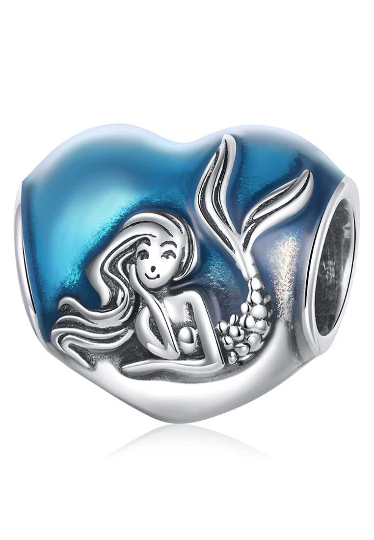 925 Signature 925 SIGNATURE Solid 925 Sterling Silver Blue Mermaid Charm