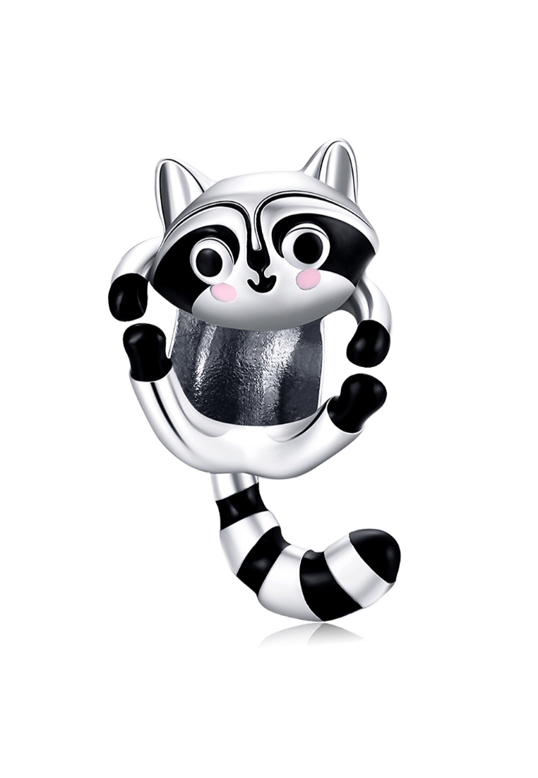 925 Signature 925 SIGNATURE Solid 925 Sterling Silver Jumpy Fun Racoon Pandora Inspired Charm