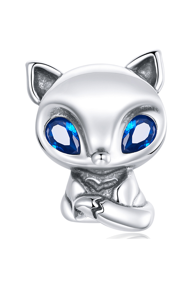 925 Signature 925 SIGNATURE Solid 925 Sterling Silver Blue Eyed Fox Charm