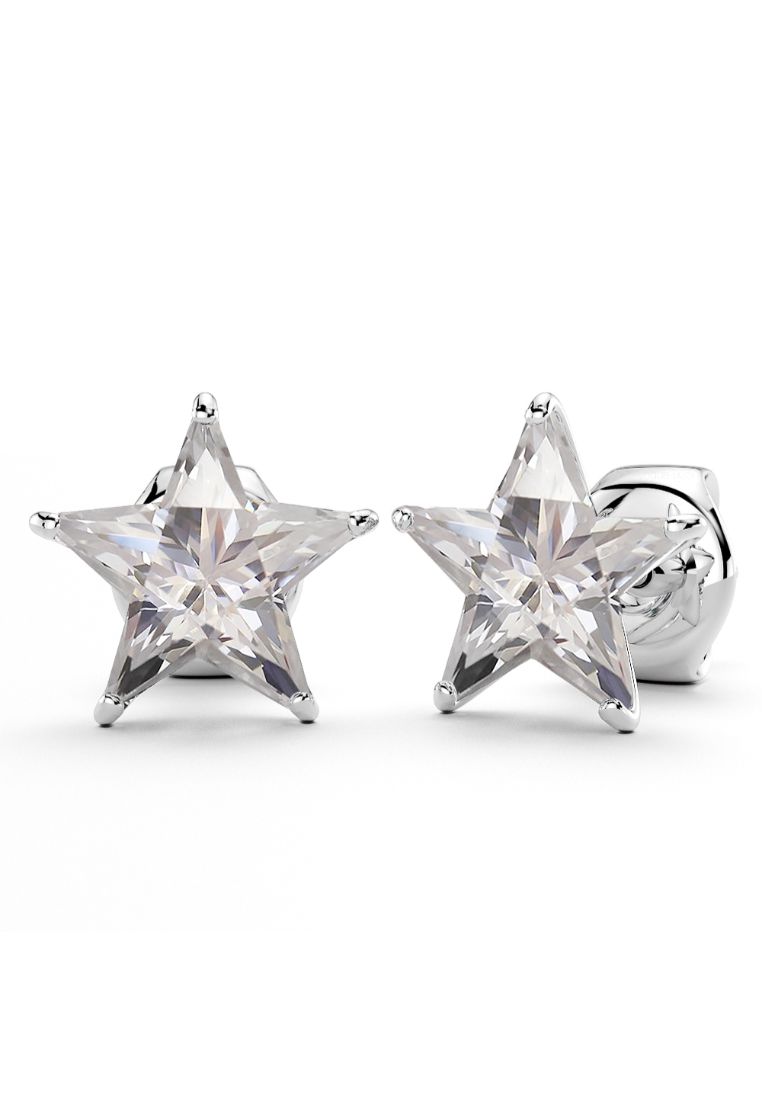 925 Signature 925 SIGNATURE Star Shine Stud Earrings-Silver/Clear