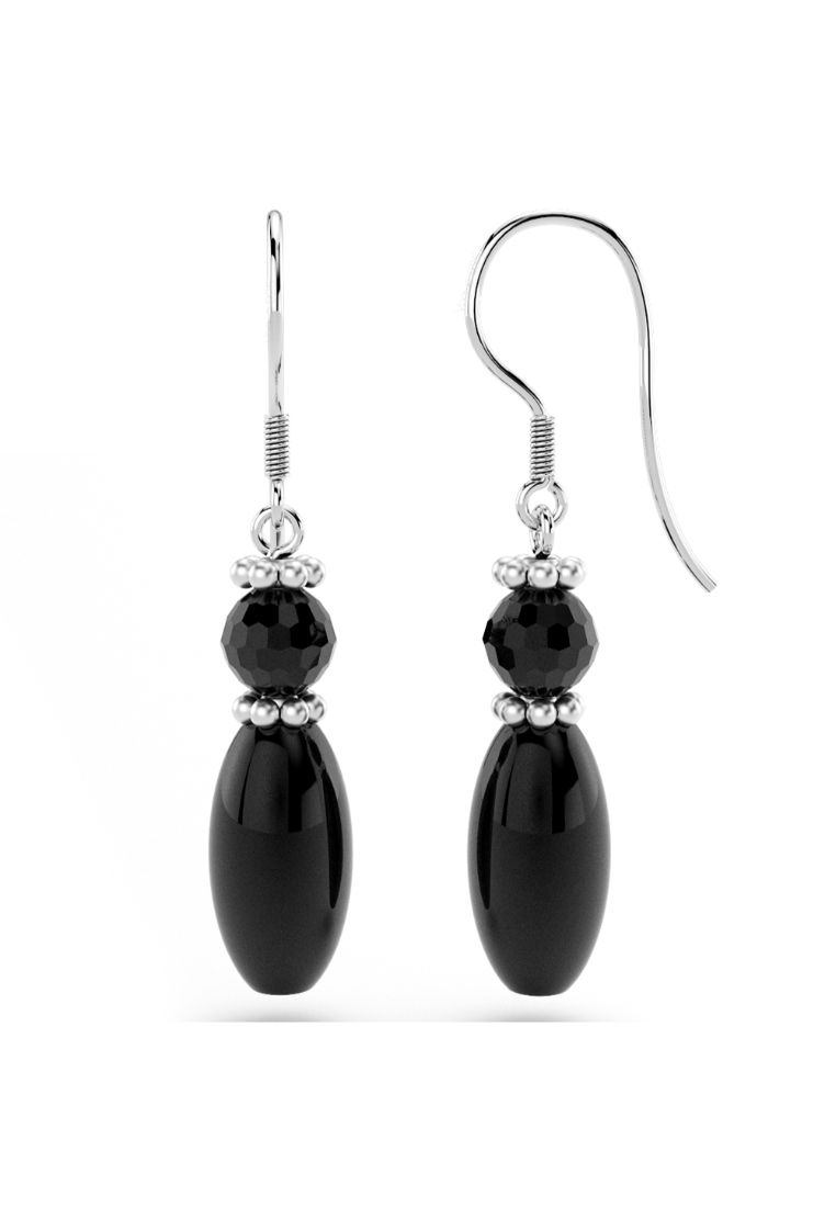925 Signature 925 SIGNATURE Black Onyx Earrings-Silver/Black