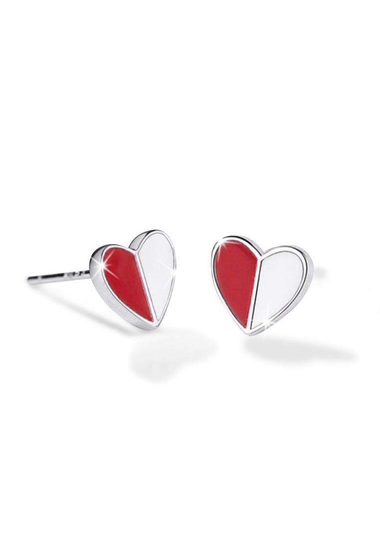 925 Signature 925 SIGNATURE Harmonious Red Love Earrings-Silver
