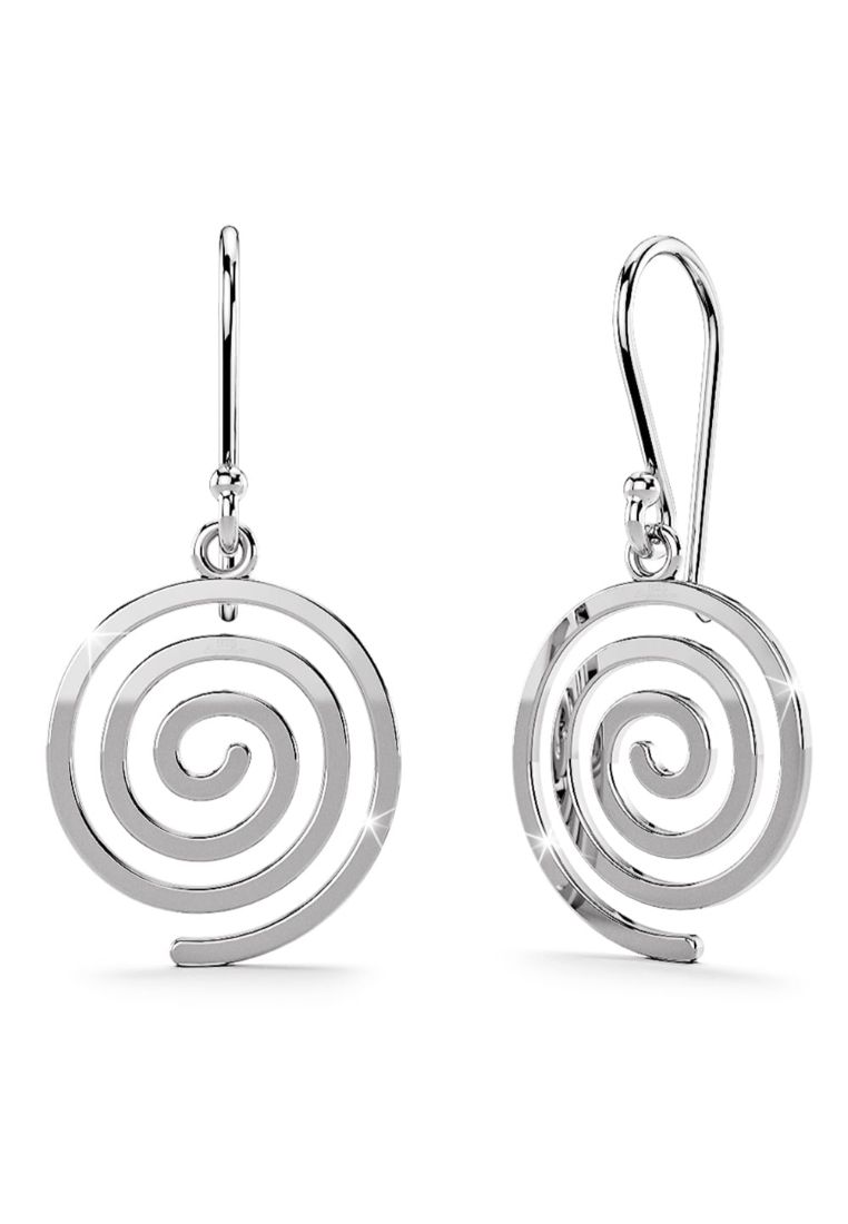 925 Signature 925 SIGNATURE Solid 925 Sterling Silver Spiral Dangle Earrings