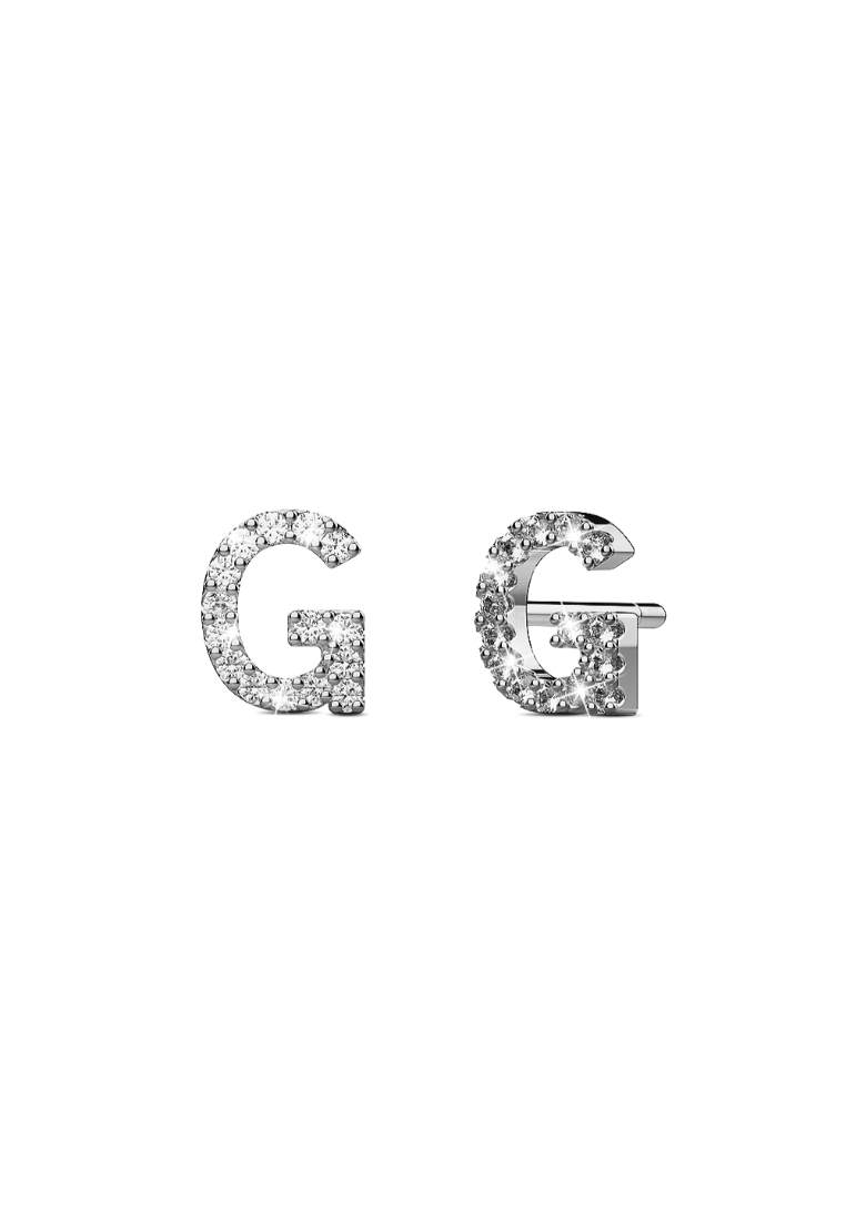 925 Signature 925 SIGNATURE Solid 925 Sterling Silver Glamour Alphabet Letter Earrings G