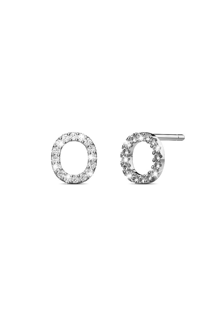 925 Signature 925 SIGNATURE Solid 925 Sterling Silver Glamour Alphabet Letter Earrings