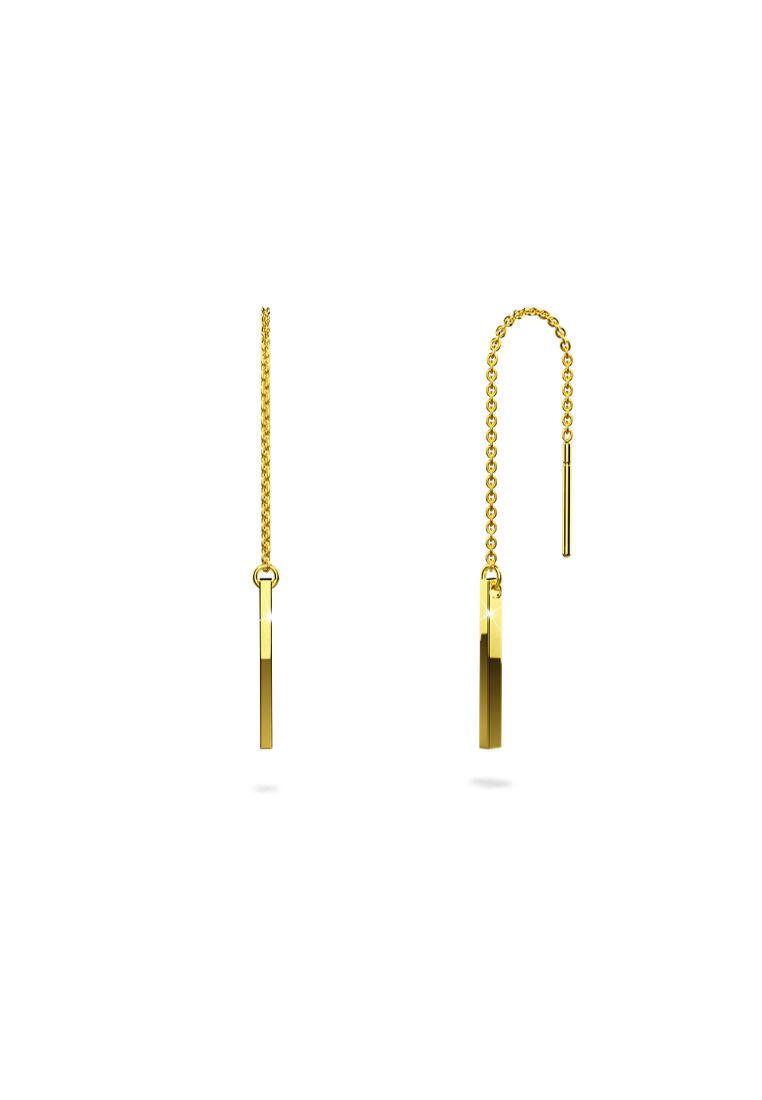 925 Signature 925 SIGNATURE Solid 925 Sterling Silver Bar & Chain Sterling Silver Dangle Threader Earrings in Gold Vermeil