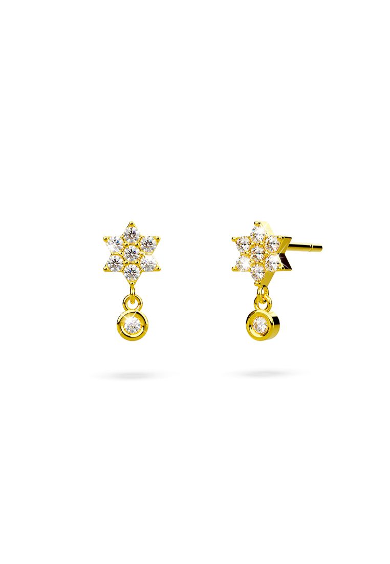 925 Signature 925 SIGNATURE Solid 925 Sterling Silver Pretty & Petite Zircon Drop Earrings in Gold Vermeil