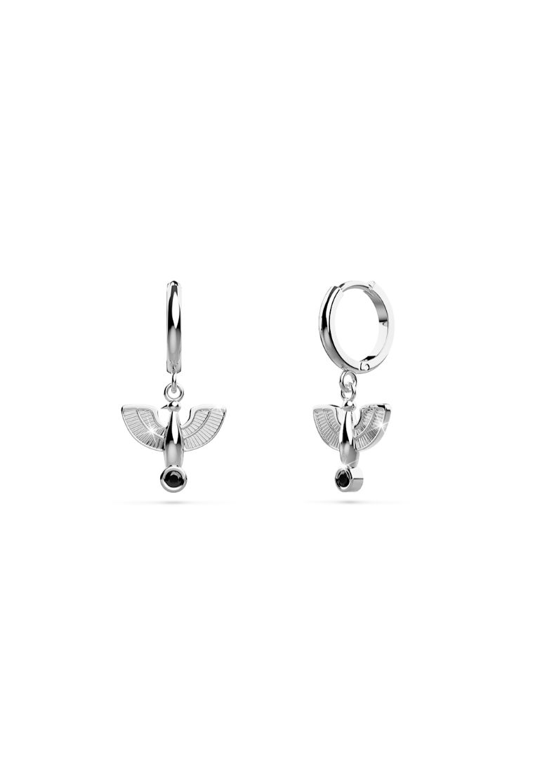 925 Signature 925 SIGNATURE Solid 925 Sterling Silver Egyptian Eagle Hoop Earrings in Silver