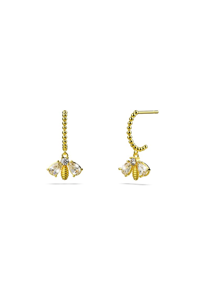 925 Signature 925 SIGNATURE Solid 925 Sterling Silver Dancing Bee Half Hoop Earrings in Gold Vermeil