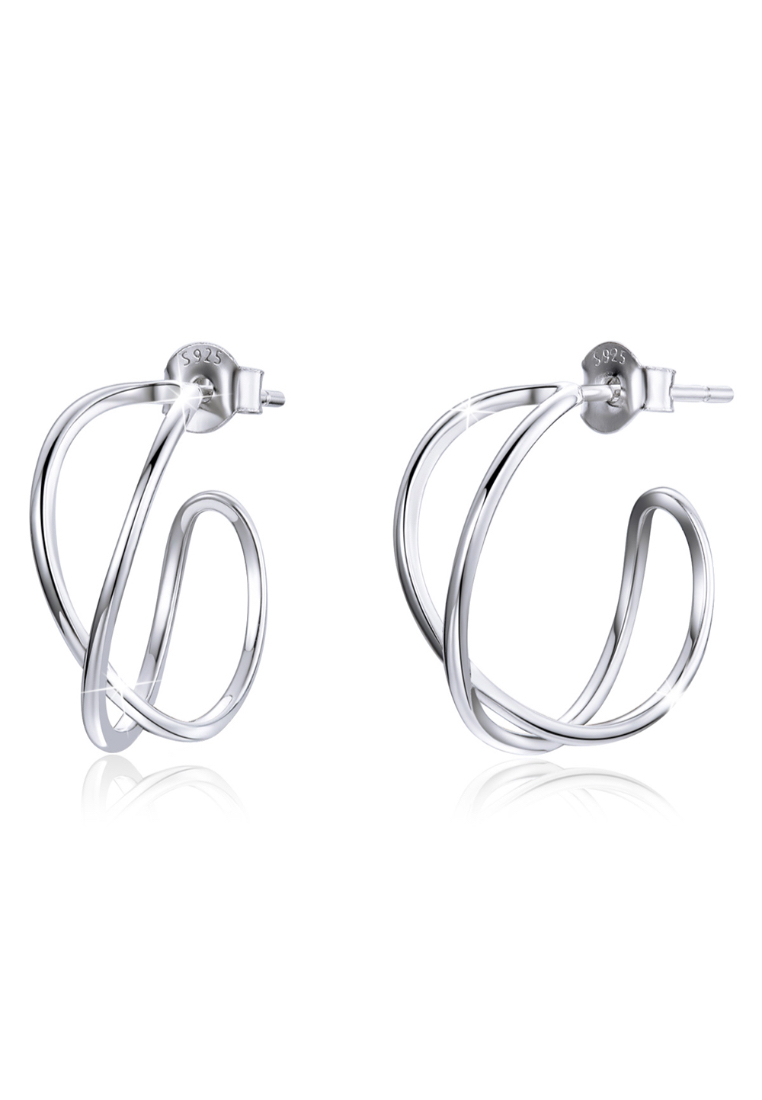 925 Signature 925 SIGNATURE Solid 925 Sterling Silver Dramatic C-hoop Earrings