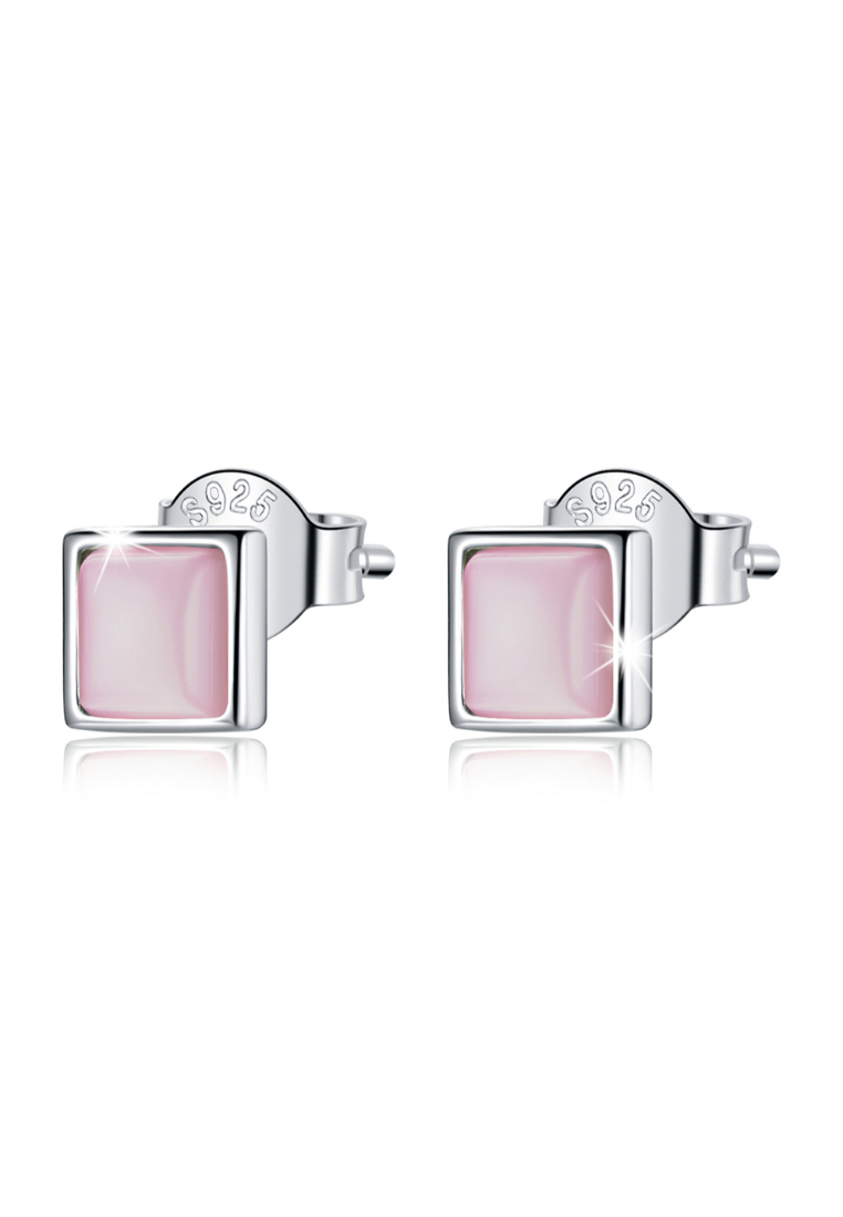 925 Signature 925 SIGNATURE Solid 925 Sterling Silver Clarity in Baby Pink Stud Earrings