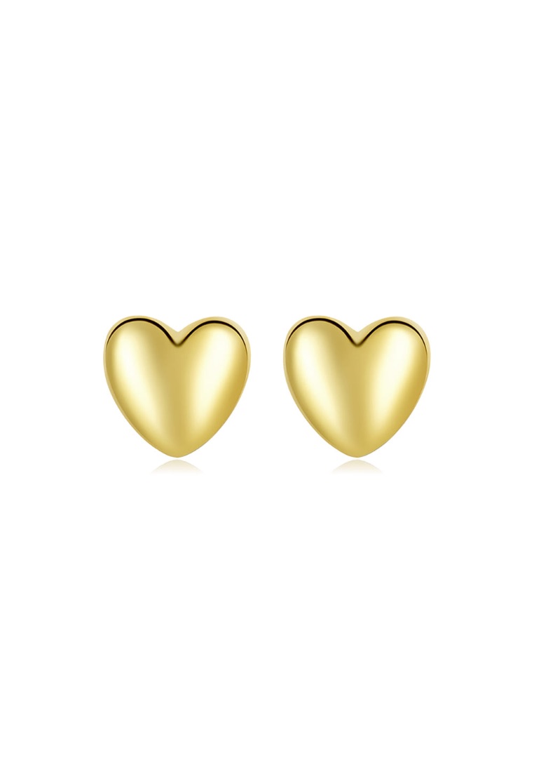925 SIGNATURE Solid 925 Signature Silver Queen Of Hearts Stud Earrings In Gold
