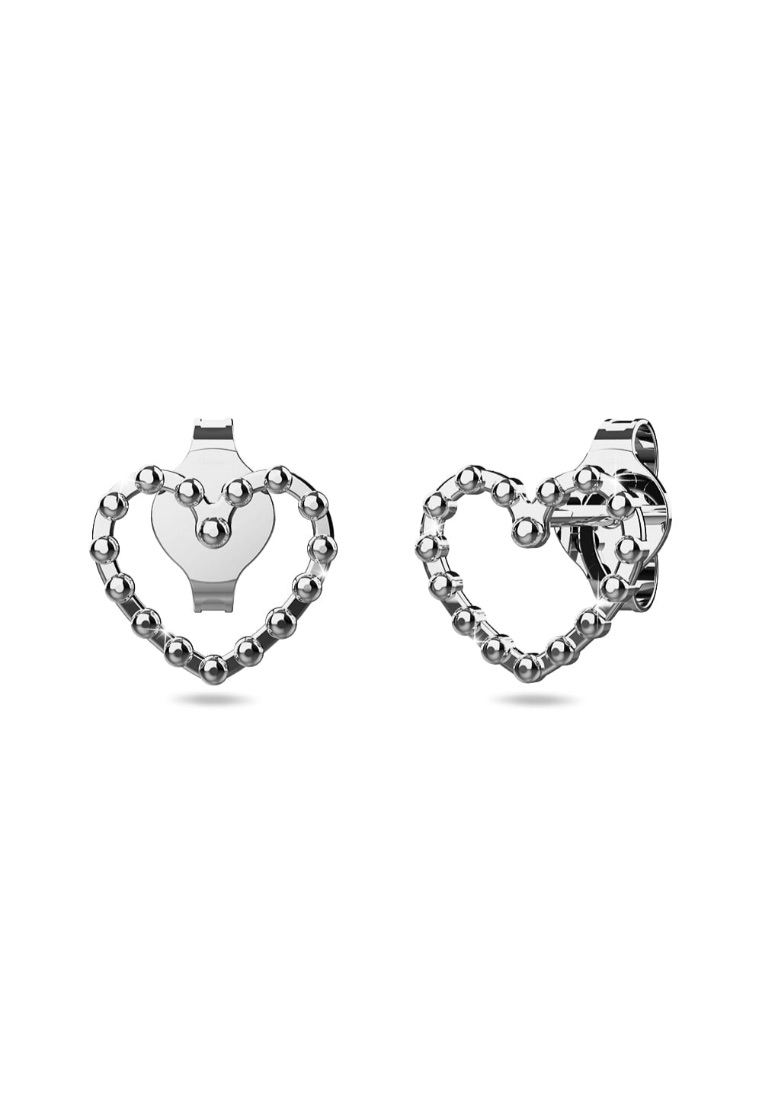 925 SIGNATURE Solid 925 Signature Silver Iron Heart Open Stud Earrings