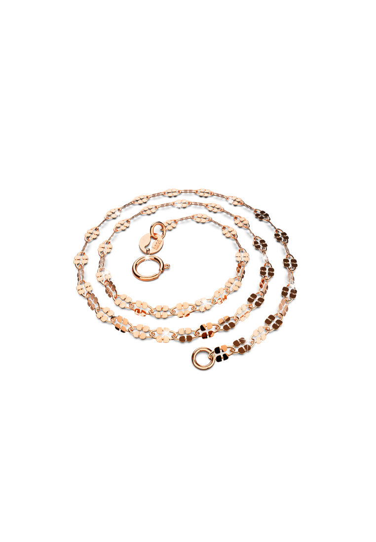 925 Signature 927 SIGNATURE Solid 925 Sterling Silver Fancy Clover Link Chain Necklace in Rose Gold Layered