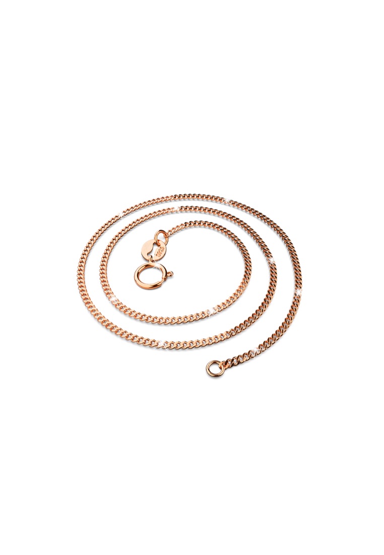 925 Signature 925 SIGNATURE Solid 925 Sterling Silver Curb Chain Necklace in Rose Gold Layered