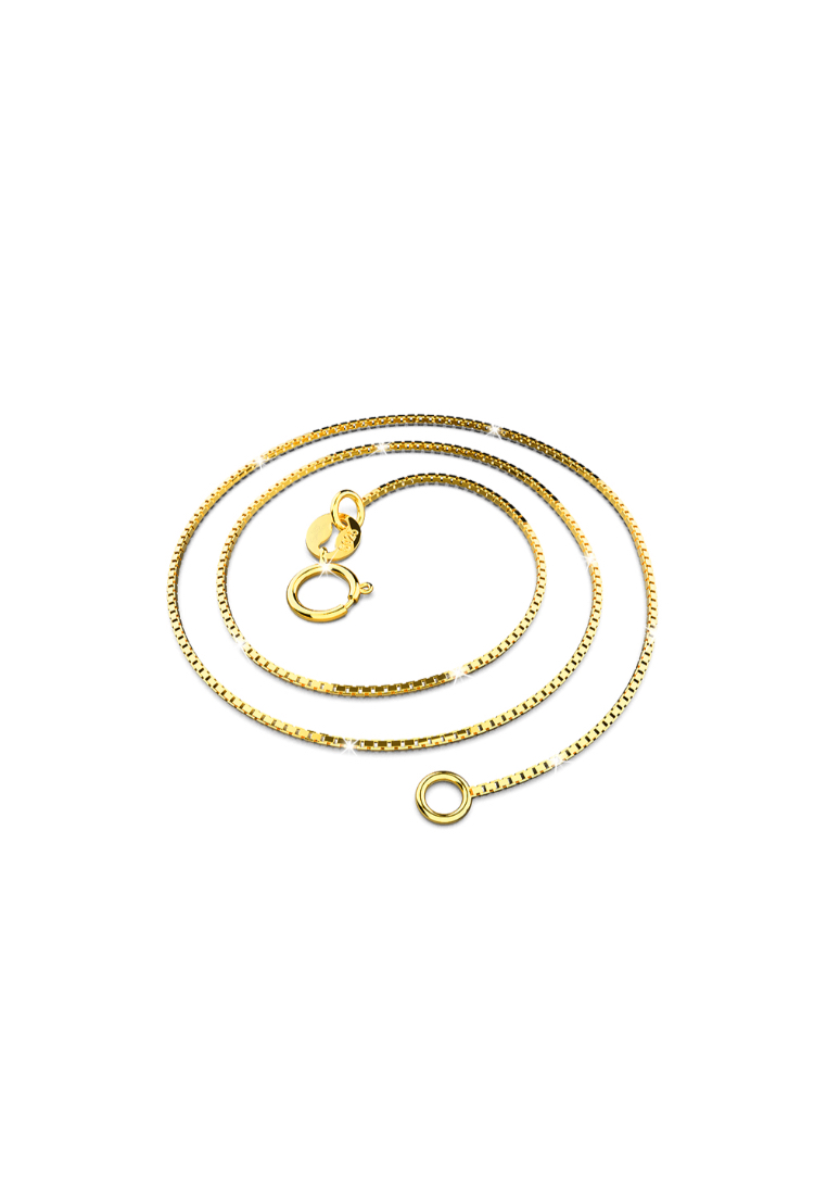 925 Signature 927 SIGNATURE Solid 925 Sterling Silver Box Chain Necklace in Gold Layered