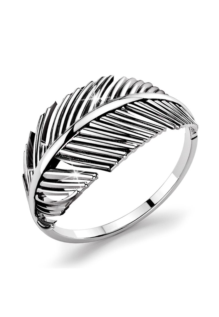 925 Signature 925 SIGNATURE Solid 925 Sterling Silver Antique Feather Ring