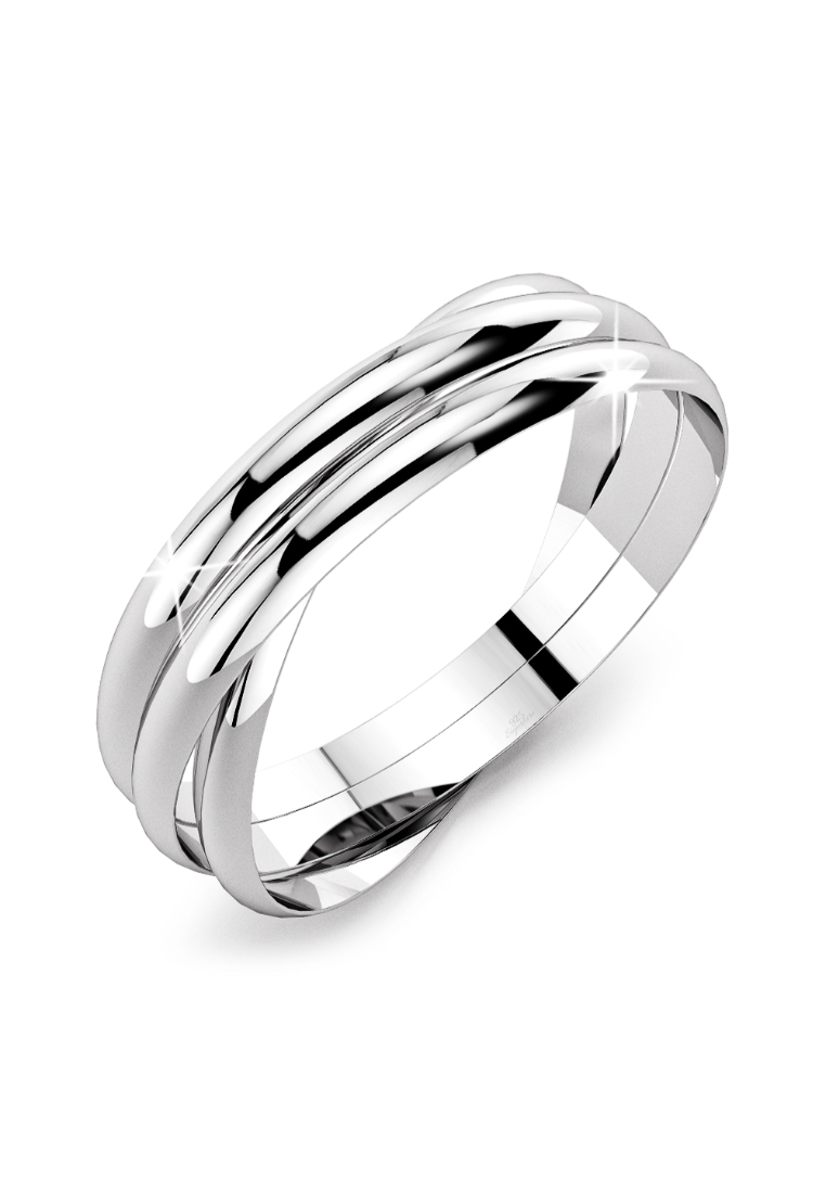 925 Signature 925 SIGNATURE Solid 925 Sterling Silver Russian Love Ring - 6
