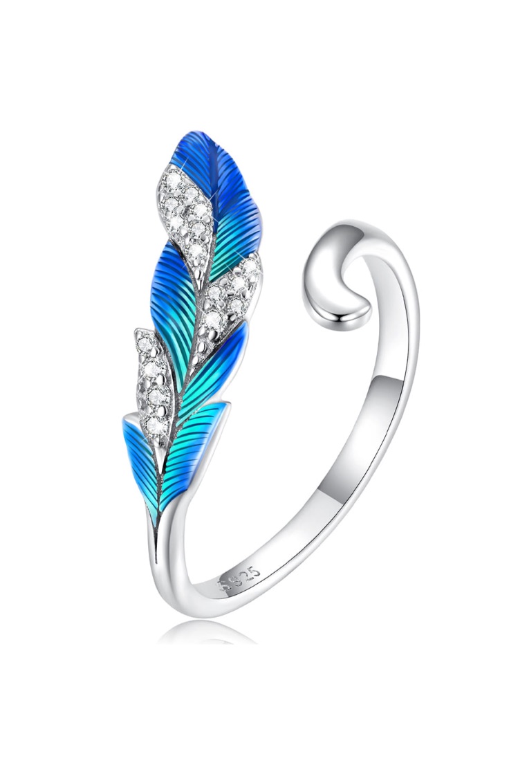 925 SIGNATURE Solid 925 Signature Silver Mayura Flaunty Open Cut Feather Ring
