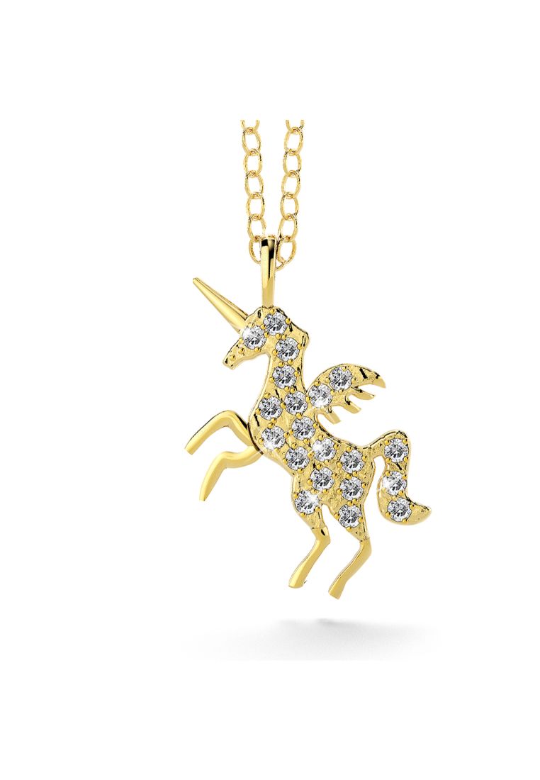 925 Signature 925 SIGNATURE Sterling Silver & Gold Simulated Diamond Unicorn Necklace