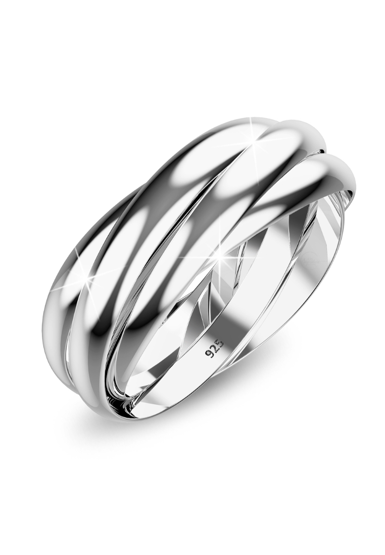 925 Signature 925 SIGNATURE Solid 925 Sterling Silver Broad 5 in 1 Interlink Wedding Ring