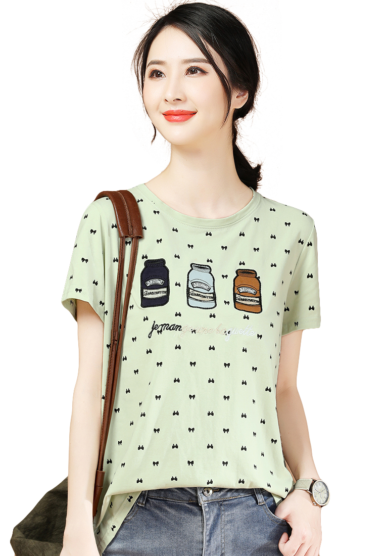 A-IN GIRLS 寬鬆刺繡短袖T恤