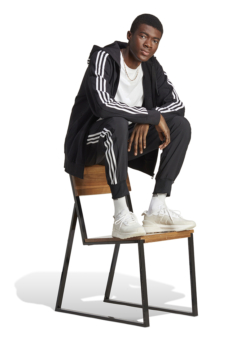 ADIDAS essentials french terry 3-stripes full-zip hoodie