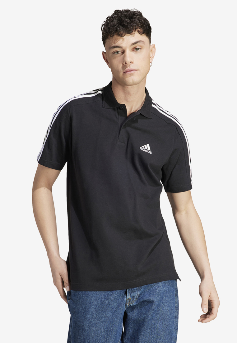 ADIDAS essentials piqué embroidered small logo 3-stripes polo shirt