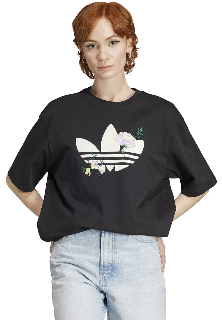 ADIDAS embroidered flower trefoil t-shirt