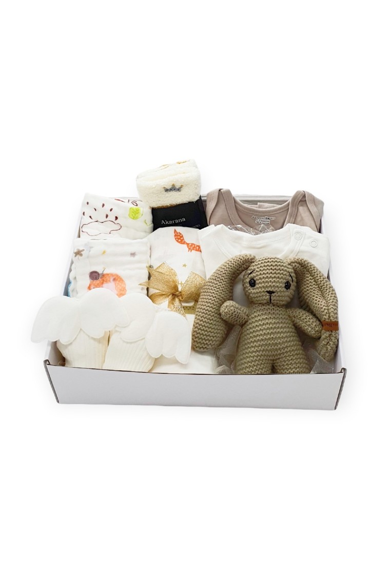 AKARANA BABY Akarana Baby Flappy 迷你垂耳兔禮盒適用於嬰兒新生兒滿月禮盒