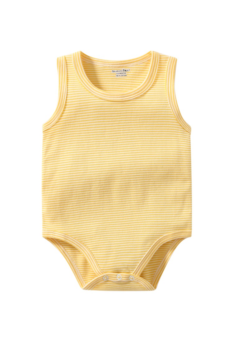 AKARANA BABY 無袖連體衣嬰兒連身衣 - 黃色條紋