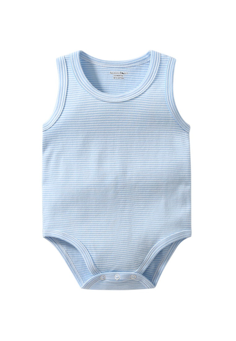AKARANA BABY 無袖連體衣嬰兒連身衣 - 藍色條紋