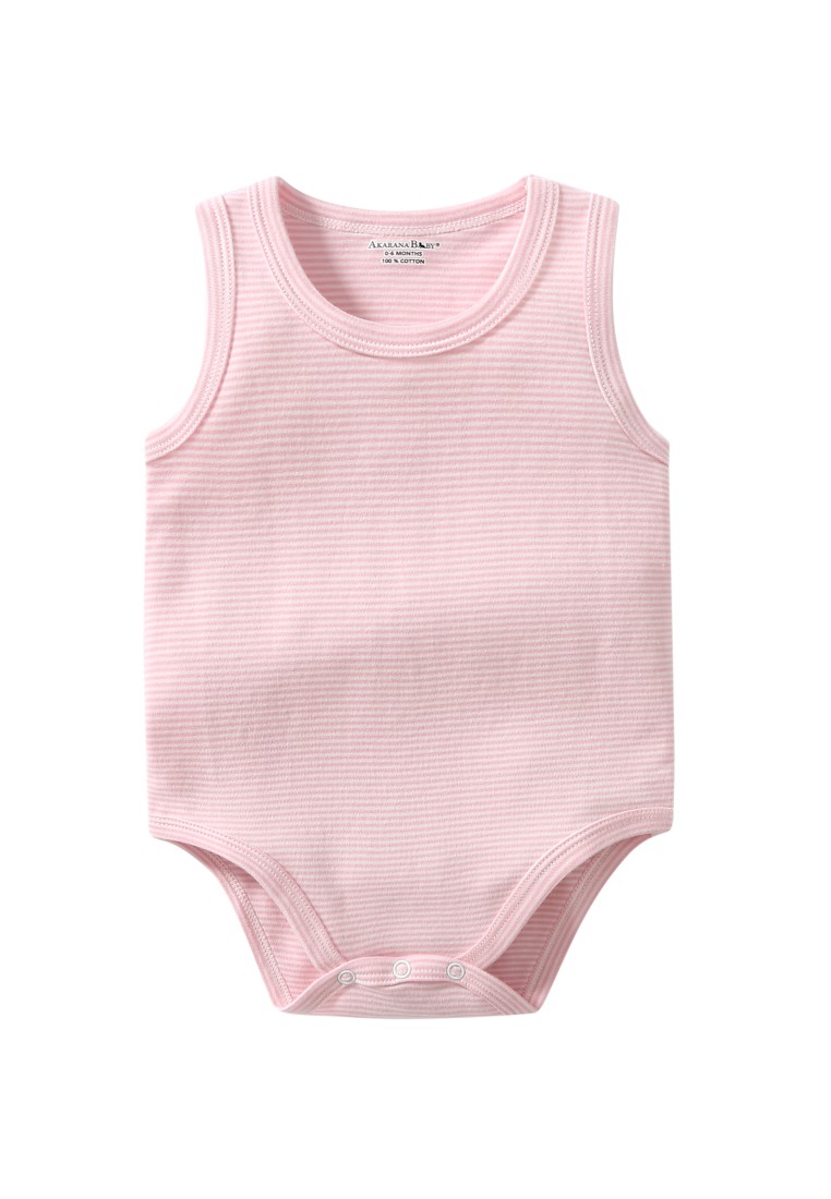 AKARANA BABY 無袖連體衣嬰兒連身衣 - 粉色條紋