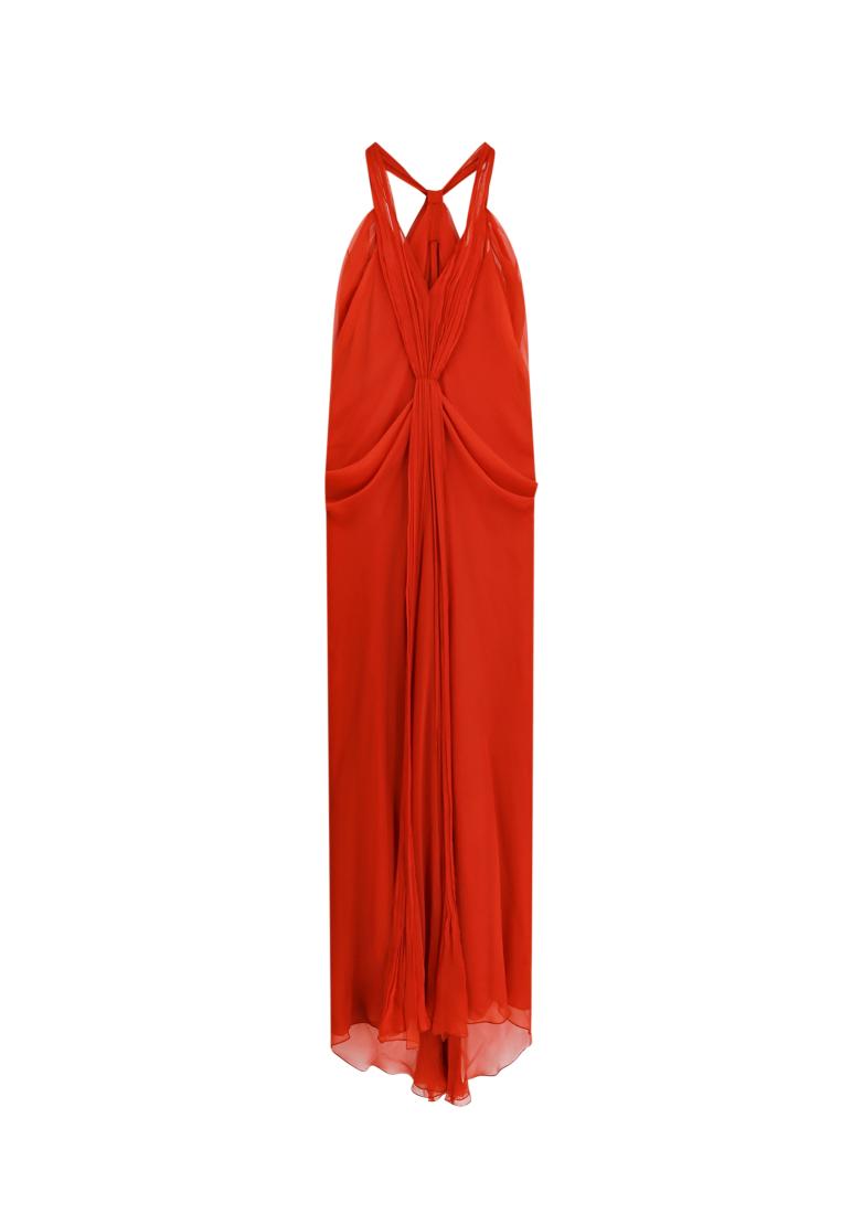 Alberta Ferretti Voile dress with pleated detail - ALBERTA FERRETTI - Red