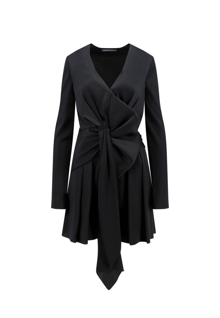 Alberta Ferretti Silk blend dress with frontal drapery - ALBERTA FERRETTI - Black
