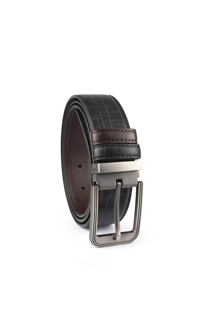 Alef Denver Pin Buckle Reversible 35MM Men's Leather Belt Black/Cafe (110cm)