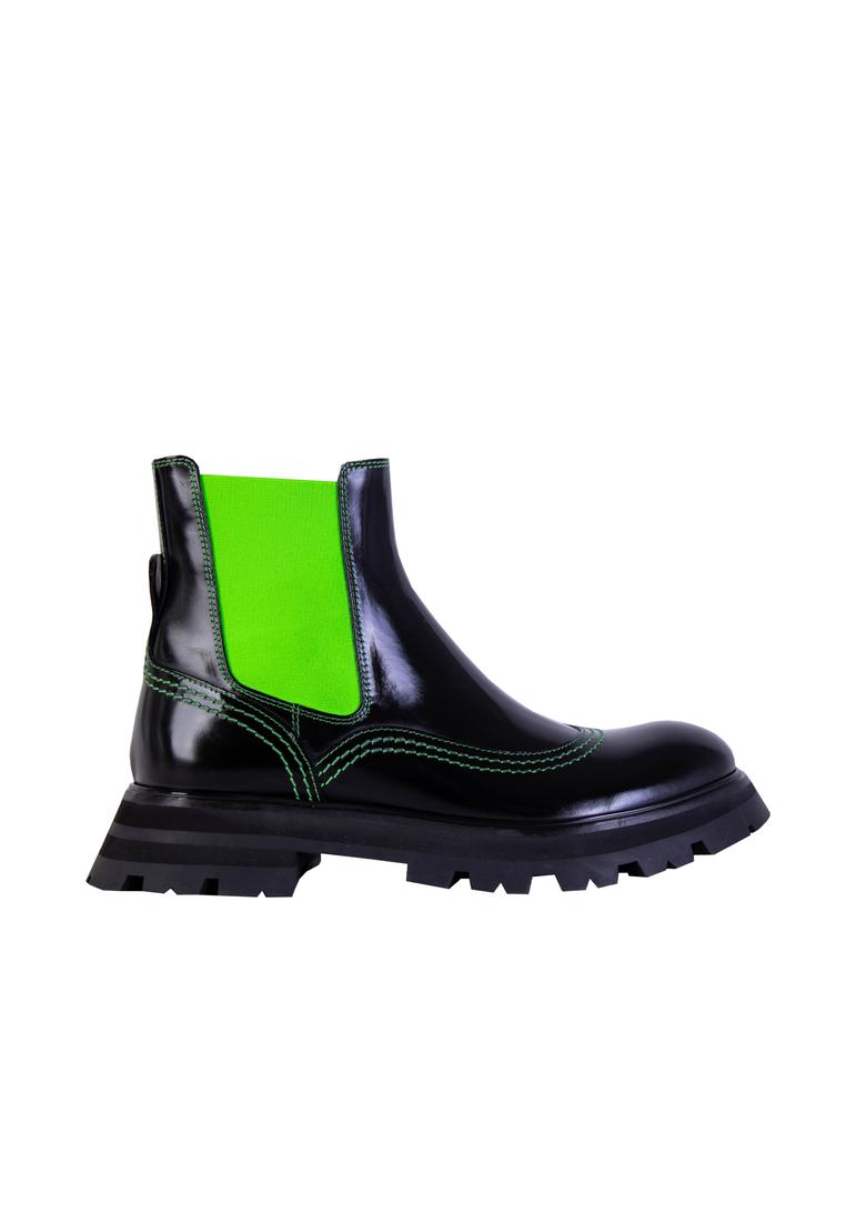 ALEXANDER MCQUEEN Alexander McQueen Black Leather Fluo Inserts Chelsea Boots