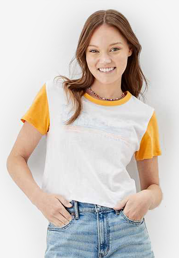 American Eagle Graphic Ringer Tee