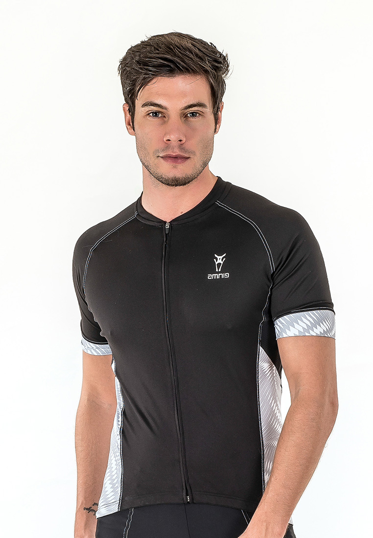 AMNIG Amnig Men Cyclone Cycling Short Sleeve Jersey (Black)