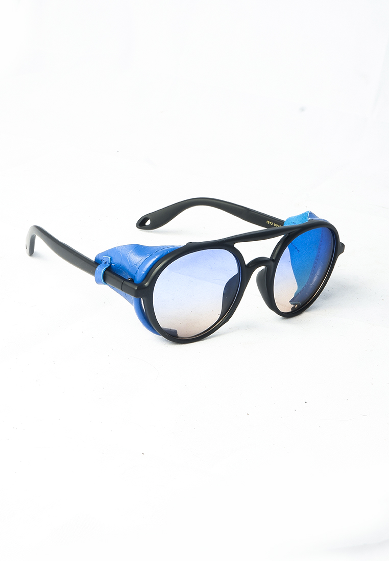 Steampunk防風藍色皮革眼鏡-皮革袋Amora Scarlett太陽鏡