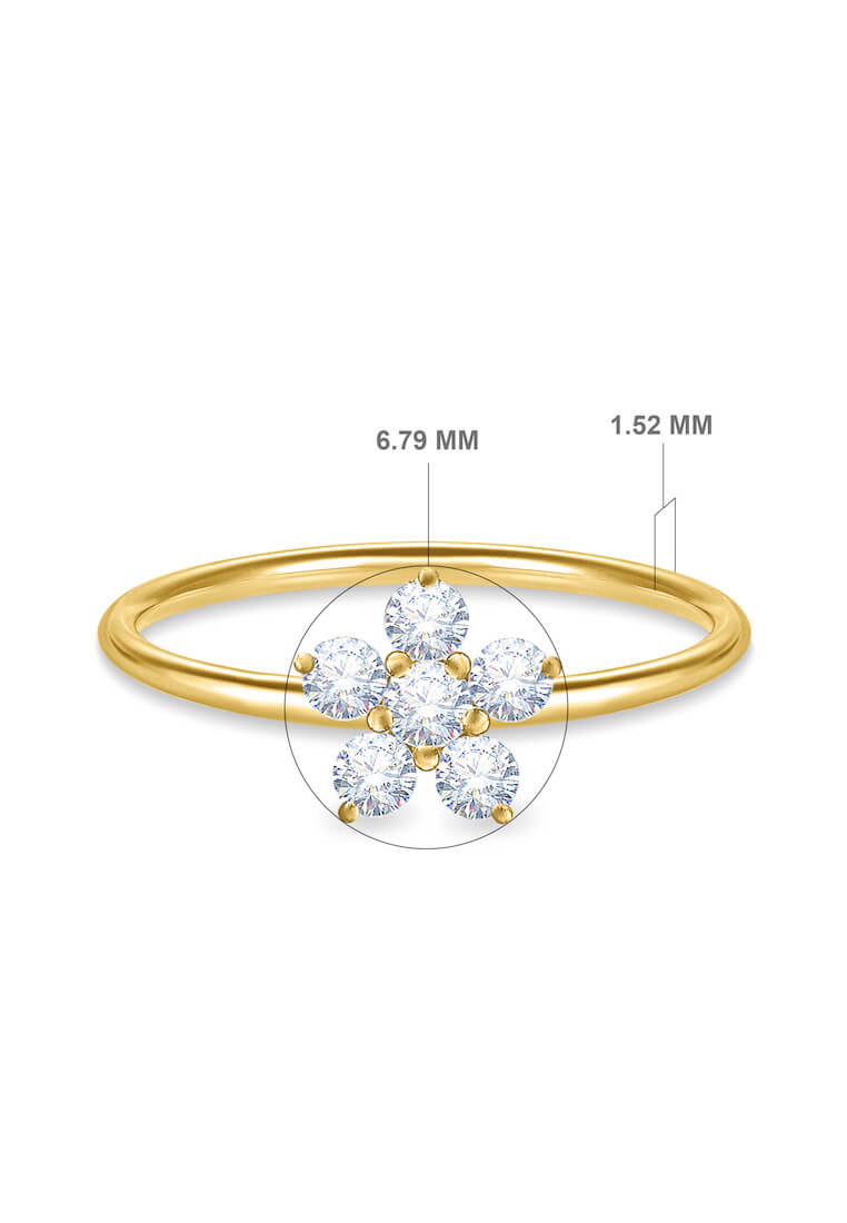 Aquae Jewels Ring Fairy Flower 18K Gold And Diamonds - Yellow Gold - 13