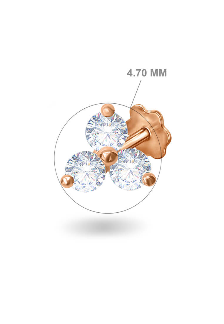 Aquae Jewels Earrings Britney, 18K Gold and Diamonds - Rose Gold - Stud Earring, Pair